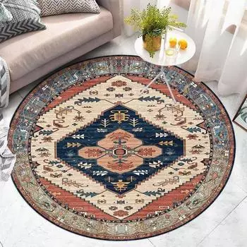 Круглый ковер BOHO для гостиной, ковры для декора спальни, моющиеся мягкие ковры, нескользящие, для декора кабинета, для стула, коврик 60cm 23 in