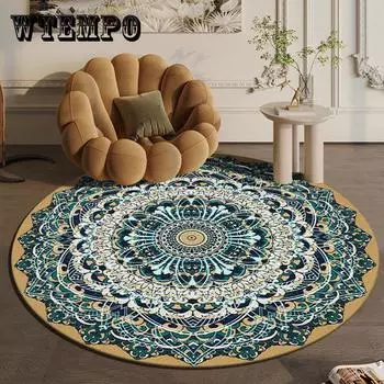 Круглый ковер большой площади в скандинавском этническом стиле для спальни, тканый хлопковый ковер в богемном стиле, вязаный напольный коврик 90 см, 120 см, 150 см 40*40CM