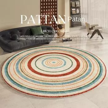 Круглый ковер для гостиной, средневековый свет, роскошная спальня, кровать, одеяло, круглый бархатный диван, журнальный столик, стул, нескользящий коврик 800MMx800MM