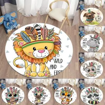 Круглый ковер, ковер с мультяшными животными, гостиная, детская комната, коврики в виде льва, детская спальня, ковер, режим 40cm
