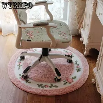 Круглый ковер, коврик для компьютерного кресла, простой коврик для ног, табурет для макияжа, противоскользящий коврик diameter 70cm синий