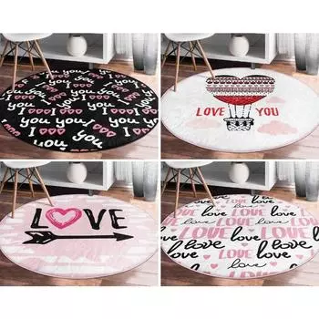 Круглый ковер Love You Air Balloon, напольный ковер со стрелой, нескользящие круглые ковры, нескользящий коврик, ковры в форме сердца, розовый ковер для гостиной 40X40cm-16x16in