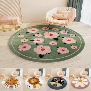 Круглый ковер с героями мультфильмов, нескользящий детский игровой коврик, мягкий плюшевый ковер, ковер для журнального столика, коврик для гостиной A-60x60CM
