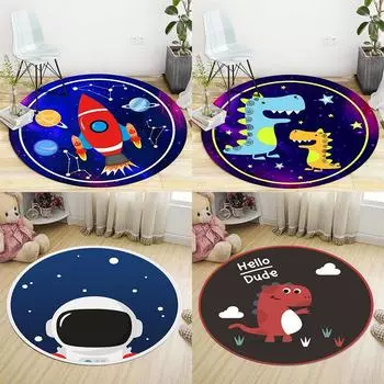 Круглый ковер с милым мультяшным принтом для дома, спальни, кабинета, детской комнаты, украшение пола, ковер 40cm