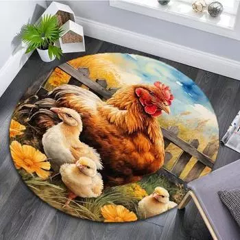 Круглый ковер с петухом в фермерском доме, мягкий утолщенный кухонный напольный коврик, водонепроницаемый нескользящий маслостойкий напольный коврик, коврик для бега 60X60cm