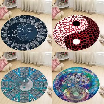 Круглый ковер с принтом Дельфин, животное, пейзаж, багуа, для дома, гостиной, дивана, спальни, украшение для пола, ковер 40cm