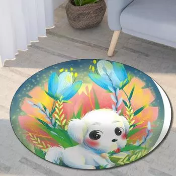 Круглый ковер с принтом двенадцати китайских знаков зодиака, детский коврик для гостиной, напольный коврик для спальни, нескользящий коврик, подарок на Новый год 40cm