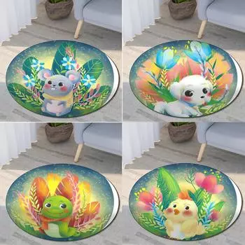 Круглый ковер с принтом китайского зодиака, детский коврик для гостиной, напольный коврик для спальни, нескользящий коврик, новогодний подарок 40