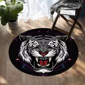 Круглый ковер с принтом лесного тигра для дома, гостиной, спальни, ванной комнаты, кухни, украшения пола, нескользящий ковер 40CM