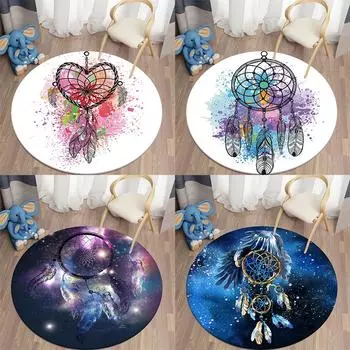 Круглый ковер с принтом «Ловец снов» с кавайным принтом, детский коврик для гостиной, напольный коврик для йоги, украшение дома, коврик для стула для спальни 40cm