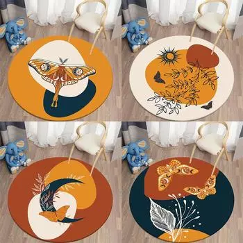 Круглый ковер с принтом в стиле бохо и каваи, круглый ковер для гостиной, спальни, коврик для пикника, коврик для домашнего декора, круглый ковер 40cm