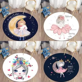 Круглый ковер с принтом в стиле каваи для девочек, домашний ковер для гостиной, детской комнаты, украшение для пола 40cm