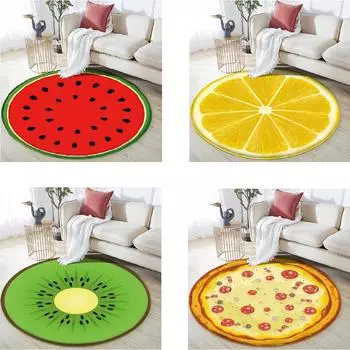 Круглый ковер с рисунком фруктов и еды, домашний ковер, ковер, ковер для спальни, ковер для гостиной, детской комнаты, коврик для двери, ковер 40cm