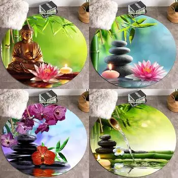 Круглый ковер с узором спа-камня для дома, гостиной, дивана, спальни, украшения пола, моющийся ковер 40cm