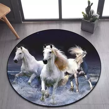 Круглый ковер серии Pentium Stallion в богемном стиле, декоративный ковер в стиле хиппи, нескользящий ковер, декор для спальни, гостиной, дома 40