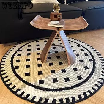 Круглый ковер Спальня Прикроватный ковер Домашнее кресло для макияжа Вращающееся кресло для учебы Подвесная корзина Компьютерное кресло Напольный коврик Diameter .80cm