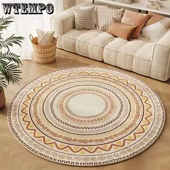 Круглый ковер Спальня Прикроватный ковер Кабинет Роскошный Гостиная Диван Звукоизоляционный напольный коврик diameter 80CM