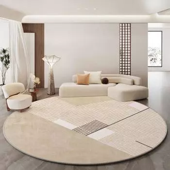 Круглый ковер Velvet Cream — нескользящий, роскошный французский стиль для гостиной и спальни 100x100cm anti-slip loop velvet