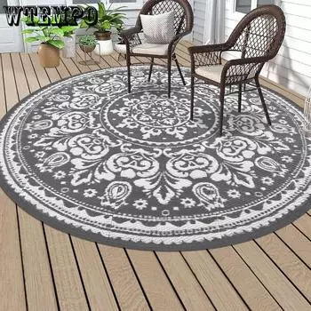 Круглый ковер в этническом стиле для гостиной, устойчивый к грязи и износу, коврик для пола, ковер у кровати в спальне 40*40cm
