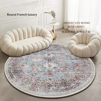 Круглый ковер в стиле бохо для спальни, кровати, кресла-качалки, напольной подушки, дивана, журнального столика, одеяла для домашнего декора 80x80cm 32inch