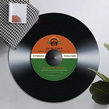 Круглый ковер винтажный ковер с музыкальными пластинками гостиная спальня коврик мягкий ковер нескользящий коврик напольные коврики для стульев декоративный ковер 60x60cm 23x23in