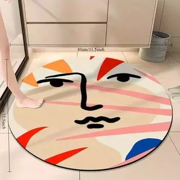 Круглый коврик для душа в ванной комнате, впитывающий диатомовую грязь, приветственный коврик для ног, прочный нескользящий коврик, идеально подходящий для входа в ванную комнату и домашнего использования 50x50cm чёрный