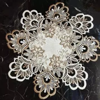 Круглый коврик для стола с вышитым кружевом в европейском стиле, подставка под тарелку, ваза, лампа, чашка, нескользящая пылезащитная подкладка, свадебное украшение Octagonal 30cm