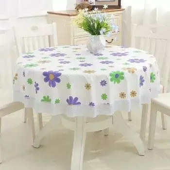 Круглый коврик для журнального столика с кружевным краем, 2 метра, круглая скатерть из ПВХ, водонепроницаемая, противоожоговая, не смываемая маслом ткань 137CM Diameter