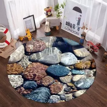 Круглый коврик из булыжника, мягкий утолщенный кухонный напольный коврик, водонепроницаемый нескользящий маслостойкий напольный коврик, коврик для бега 60X60cm