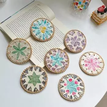 Круглый коврик под чашку из ракушки ротанга, цветная подставка под тепловую подкладку, коврик под чашку из ракушки для кухни Style C