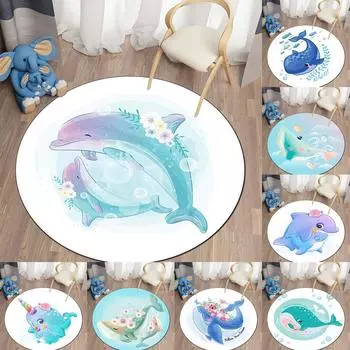 Круглый коврик с изображением дельфина, коврик для ванной комнаты, небольшой коврик для спальни, гостиной, подарок для детской комнаты 40
