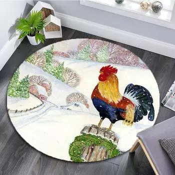 Круглый коврик Snow Rooster, мягкий утолщенный кухонный напольный коврик, водонепроницаемый нескользящий маслостойкий напольный коврик, коврик для бега 60X60cm