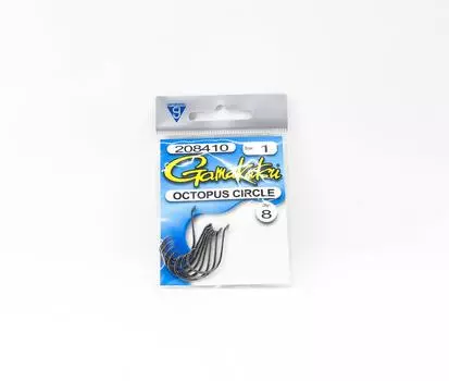 Круглый крючок Gamakatsu Octopus, черный, размер 1, 8 штук в упаковке (2677)