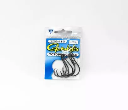 Круглый крючок Gamakatsu Octopus, черный, размер 5/0, 6 штук в упаковке (1113)