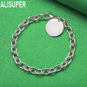 Круглый кулон из стерлингового серебра 925 пробы, браслет, цепочка, модные свадебные украшения 20CM