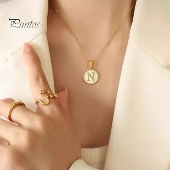 Круглый кулон с английской буквой, ожерелье из нержавеющей стали, золотая цепочка, гипоаллергенное мужское и женское ожерелье на ключицу, модные ювелирные изделия, подарок N