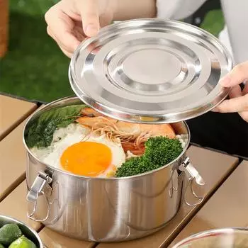 Круглый ланч-бокс из нержавеющей стали 304, герметичный, герметичный, холодильник, контейнер для хранения продуктов с крышкой, кухонный органайзер