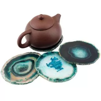 Круглый ломтик искусственного агата, коврик для чашки жеода, каменная подставка для напитков, коврик для декора стола