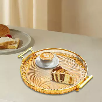 Круглый лоток для хранения фруктовой миски на столешнице с ручкой, современный для гостиницы оранжевый