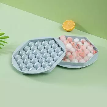 Круглый лоток для кубиков льда 37 ячеек универсальная компактная форма для приготовления небольших шариков льда с крышкой для напитков синий