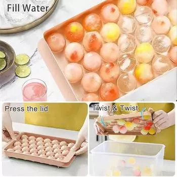 Круглый лоток для кубиков льда с крышкой. Форма для изготовления ледяных шариков с контейнерной лопаткой. Sets синий