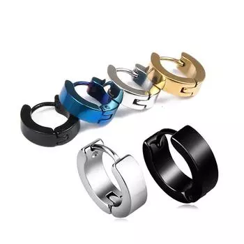 Круглый маленький круг Huggies, ювелирные изделия, подарок, унисекс, вечерние серьги-гвоздики с пряжкой для ушей, титановая сталь синий