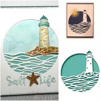 Круглый маяк, металлические штампы для резки, сделай сам, скрапбук, тиснение, бумажные карты, альбом, трафарет серебряный