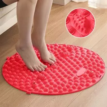 Круглый массажный коврик для ног, снятие боли в ногах, расслабление мышц, для детей и взрослых, противоскользящий складной акупрессурный коврик, портативный инструмент для массажа при ходьбе по камням красный