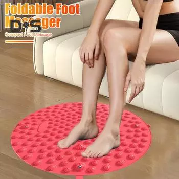 Круглый массажный коврик для ног, снятие боли в ногах, расслабление мышц, для детей и взрослых, противоскользящий складной акупрессурный коврик, портативный инструмент для массажа при ходьбе по камням красный