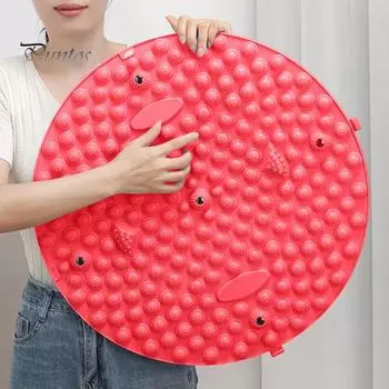 Круглый массажный коврик для ног, снятие боли в ногах, расслабление мышц, для детей и взрослых, противоскользящий складной акупрессурный коврик, портативный инструмент для массажа при ходьбе по камням красный