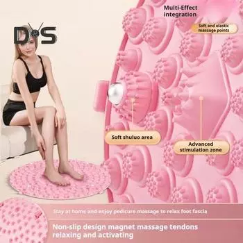 Круглый массажный коврик для ног, снятие боли в ногах, расслабление мышц, рефлексотерапия стоп, противоскользящий портативный акупрессурный коврик, портативный акупунктурный коврик для ходьбы по камням B фиолетовый