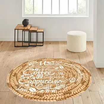 Круглый моющийся джутовый ковер Rovigo Home с цифровой печатью RVG7057-SD329