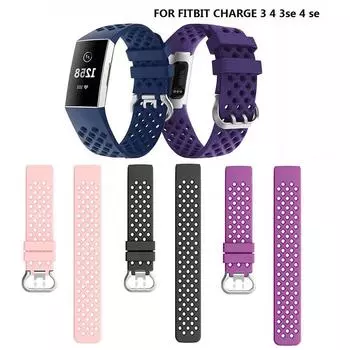 Круглый мягкий силиконовый ремешок для браслета Fitbit Charge 3 4, спортивный ремешок для умных часов для зарядного устройства 3SE 4 SE, сменные аксессуары S красный