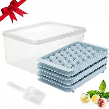 Круглый набор для кубиков льда, 3 лотка, 1 контейнер для льда и совок, усовершенствованные формы для льда, круглая форма для кубиков льда для коктейля, виски, кофе розовый